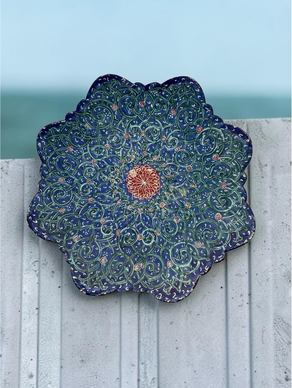Vintage Persian Minakari Enamel Plate, Tehran, Iran — hand-painted enamel, 5”